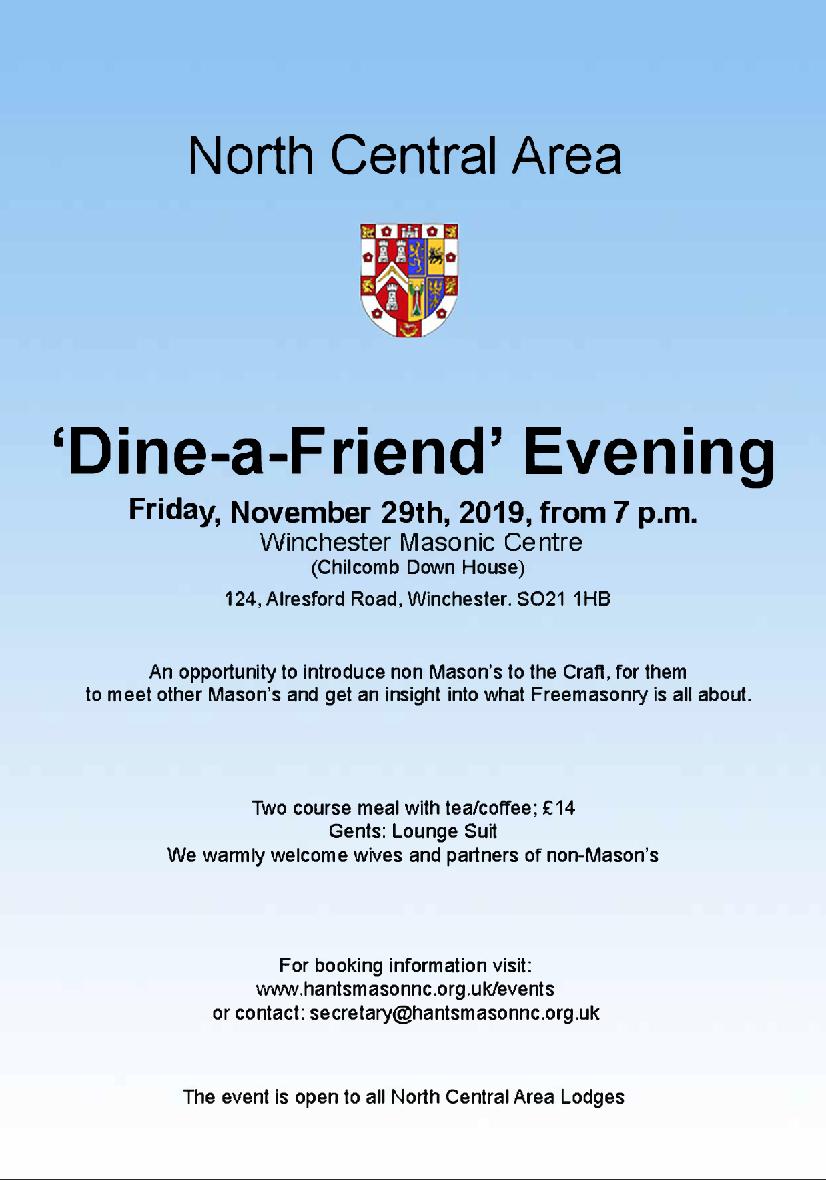 A fantastic opportunity to bring a friend along and show them what #freemasonry is all about! 

It's going to be a brilliant night!