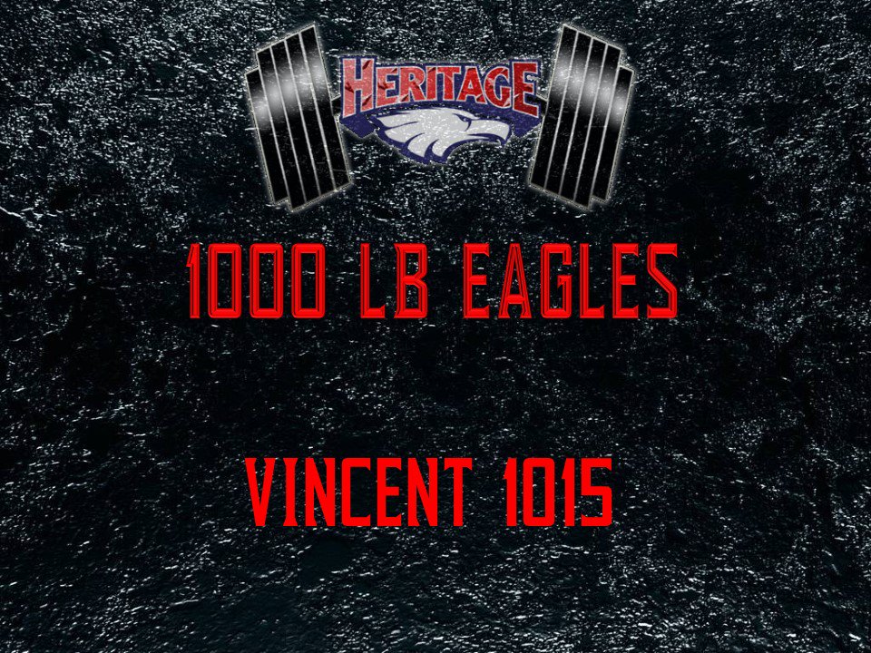 coachnolazy's tweet photo. Our @Heritagefootbal 1000 lb club student-athletes. This studs have a total of 1000lbs for power clean, bench, and squat combined. There's Braden Vincent!!! Get a twitter Vincent, so we can tag you. #dbwh #wontbackdown #studgame https://t.co/HpazDDcsh7