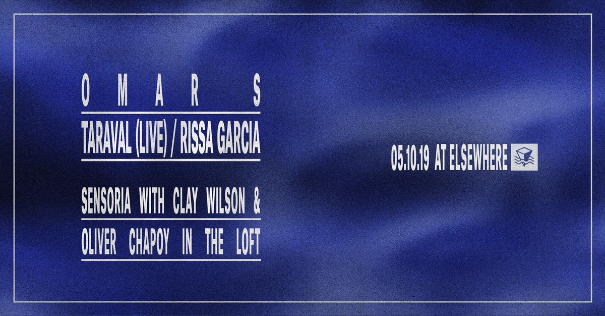 tonight at elsewhere [late]! ~Omar S, Taraval (Live), Rissa Garcia, Sensoria w/ Clay Wilson, Oliver Chapoy~ 

tickets ➫ bit.ly/2EZJ4UW
rsvp for reduced entry before 12am ➫ bit.ly/2J2wzMT