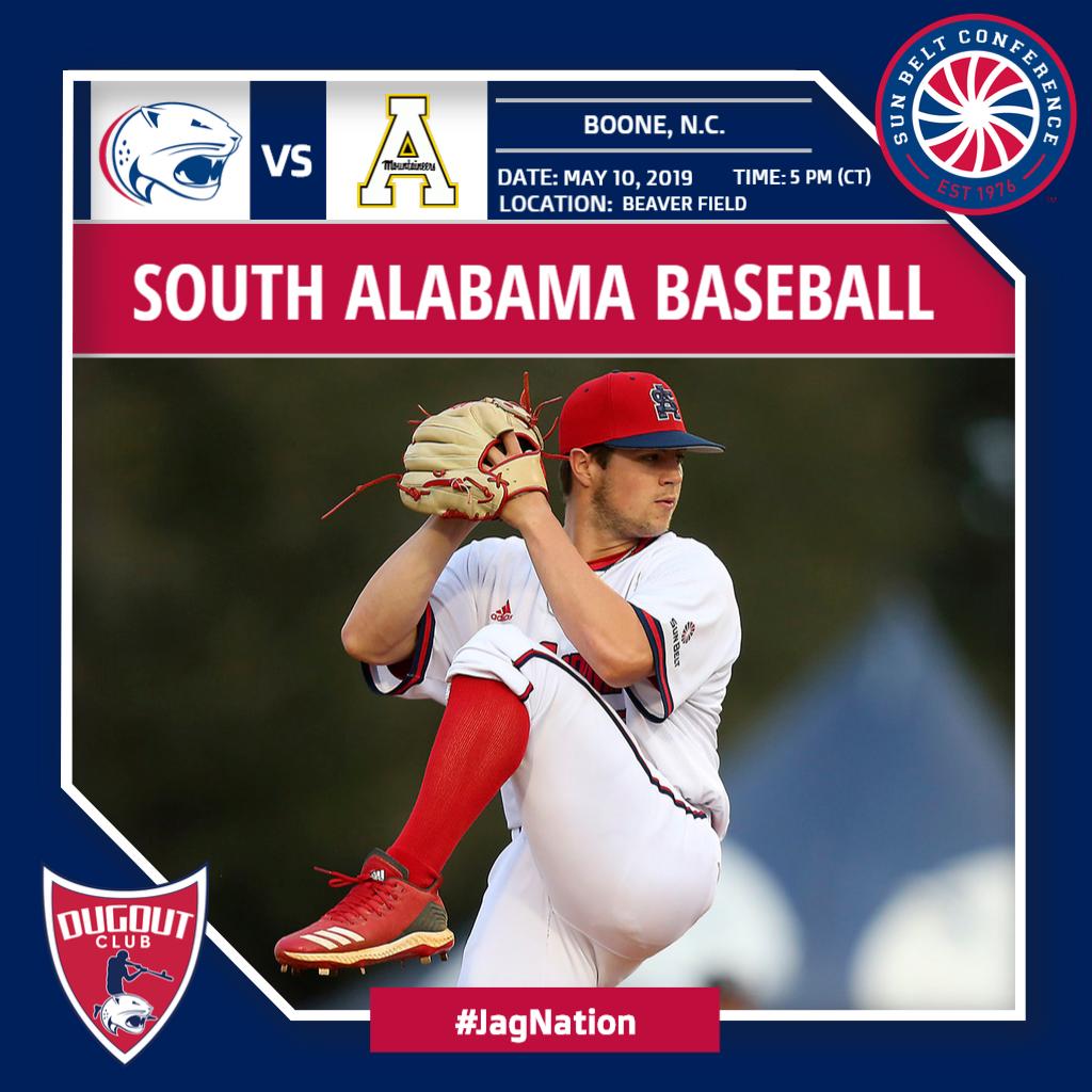 GAMEDAY LINKS
South Alabama (26-22, 12-12 Sun Belt) at Appalachian State (21-24, 12-11 Sun Belt)
Watch: bit.ly/2VZE1yf
Listen: ihr.fm/2tbMEIT
Live Stats: bit.ly/2VXosag
#JagNation