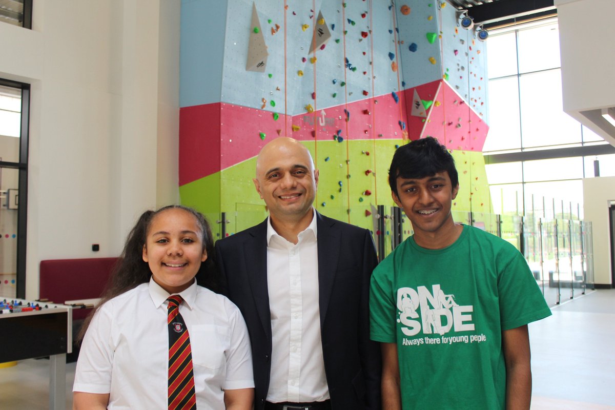 OnSideYZ's tweet photo. It was great to welcome Home Secretary @sajidjavid to @futureyz to show him OnSide's first Youth Zone in London. The Home Secretary met with OnSide CEO Kathryn Morley as well as staff and young people from Future Youth Zone https://t.co/Hlk9UUZIxn