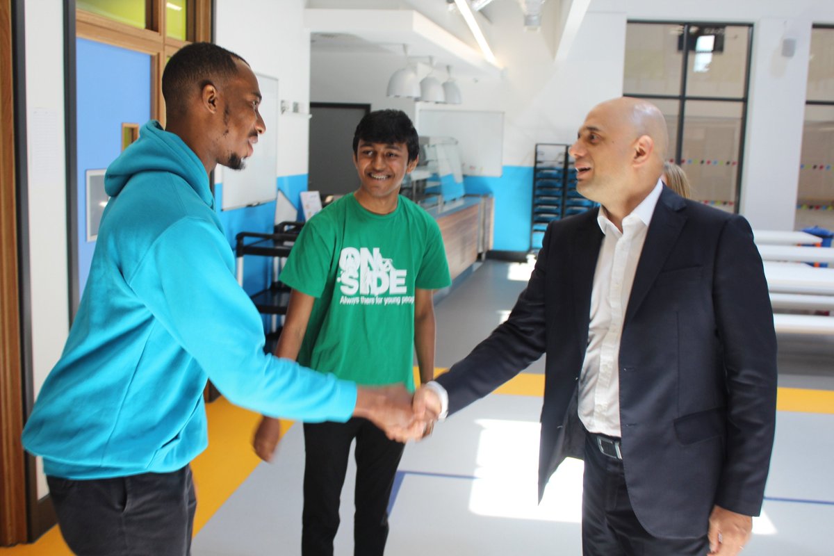 OnSideYZ's tweet photo. It was great to welcome Home Secretary @sajidjavid to @futureyz to show him OnSide's first Youth Zone in London. The Home Secretary met with OnSide CEO Kathryn Morley as well as staff and young people from Future Youth Zone https://t.co/Hlk9UUZIxn