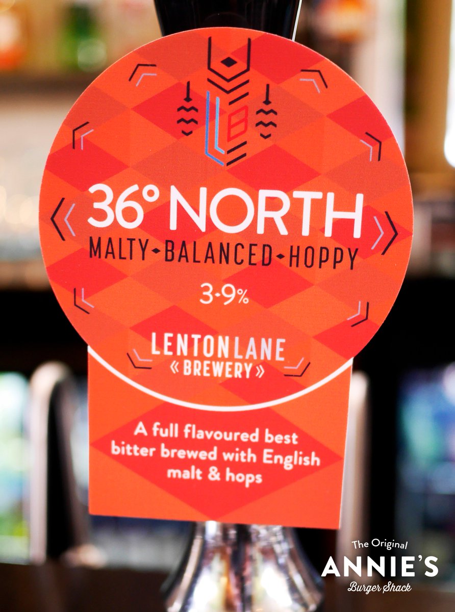 Annie's Burger Shack Derby (@annies_derby) on Twitter photo 🍺 "36 Degrees North" Best bitter by <a href="/lentonlane/">Lenton Lane Brewery</a> - 3.9% ABV
#Beer #AnniesBurgerShack #AnniesDerby #OnTap #CAMRA #Derby 🍺 "36 Degrees North" Best bitter by <a href="/lentonlane/">Lenton Lane Brewery</a> - 3.9% ABV
#Beer #AnniesBurgerShack #AnniesDerby #OnTap #CAMRA #Derby