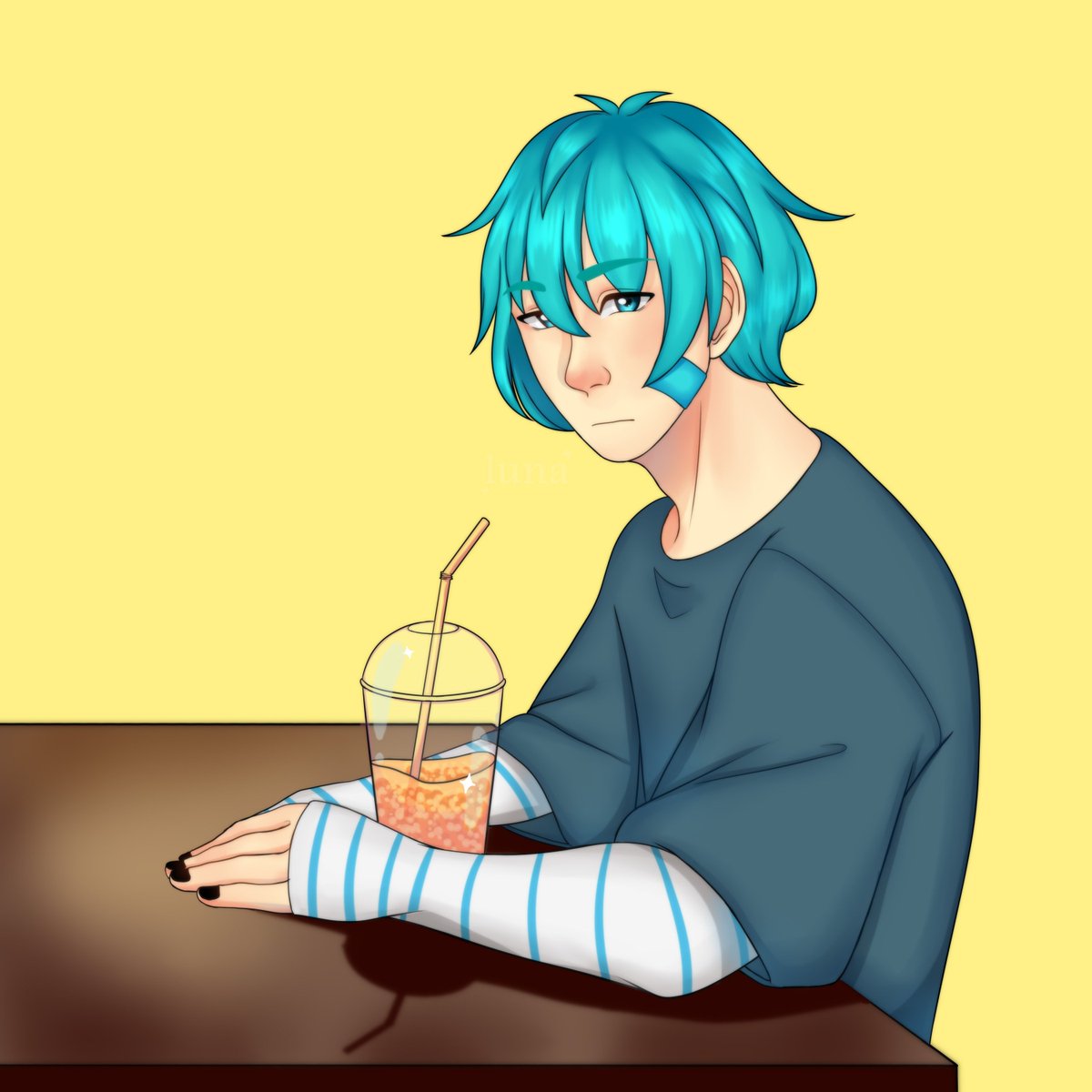 LunaStarlight_'s tweet photo. Un fanart de Cyan💕, Oc de @NolightArtist 
#thecolorcrew #tccteamcyan  #myart https://t.co/GQ38m02lvl