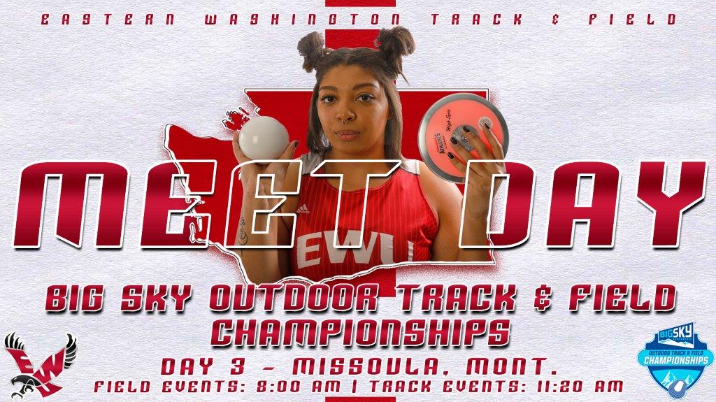 EWUTFXC's tweet photo. The Eags are out looking for 🥇 on Day Three of the 2019 #BigSkyTF Outdoor Championships!!!

📍 Missoula, MT
🕗 Field Events: 8 am PT | Track Events: 11:20 am PT
🗓️https://t.co/iwDdRhcjpD 
📈 https://t.co/DFq8VyKORv 
📱 @PlutoTV Ch. 230  
🖥️ https://t.co/LaVauF1xWP   

#GoEags https://t.co/vXs8sqzV4C