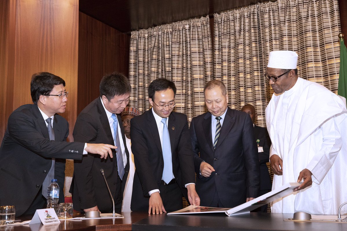 BashirAhmaad's tweet photo. President Muhammadu Buhari receives a delegation from the China Civil Engineering Construction Corporation (CCECC) led by the Corporation’s chairman, Mr Chen Fenjian today at the State House, Abuja. https://t.co/bflTzpH4Ln