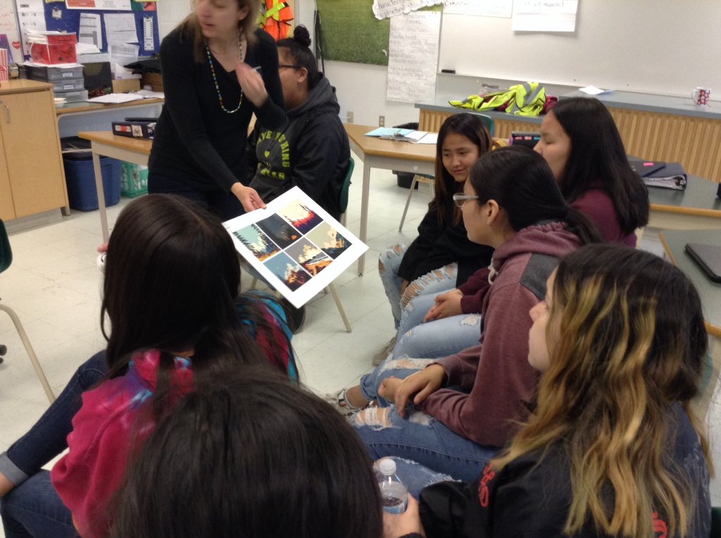 MsKClass's tweet photo. Grade 7/8 students are hearing great messages from local artist/illustrator Brayden Sato! "Make art, make YOUR art" @Exshawschool https://t.co/9hg811BgRy
