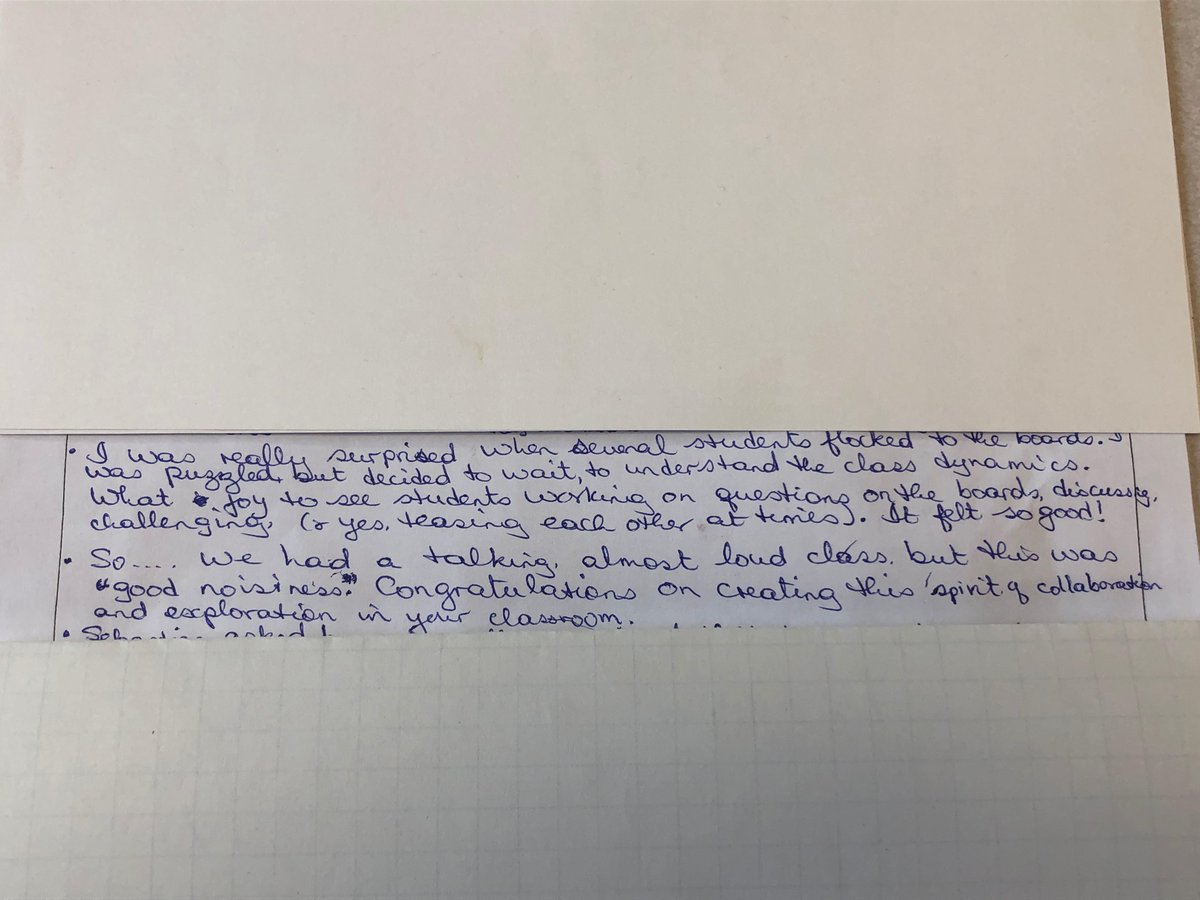 tansinecosine's tweet photo. There is something to be said about Non-Permanent Vertical Learning when a supply teacher leaves a note like this ... #VNPS It is times likes this that I'm glad we attended @pgliljedahl Thinking Classrooms &amp; made this an integral part of the @StPeterOCSB math department practice. https://t.co/4WmzI2RID3