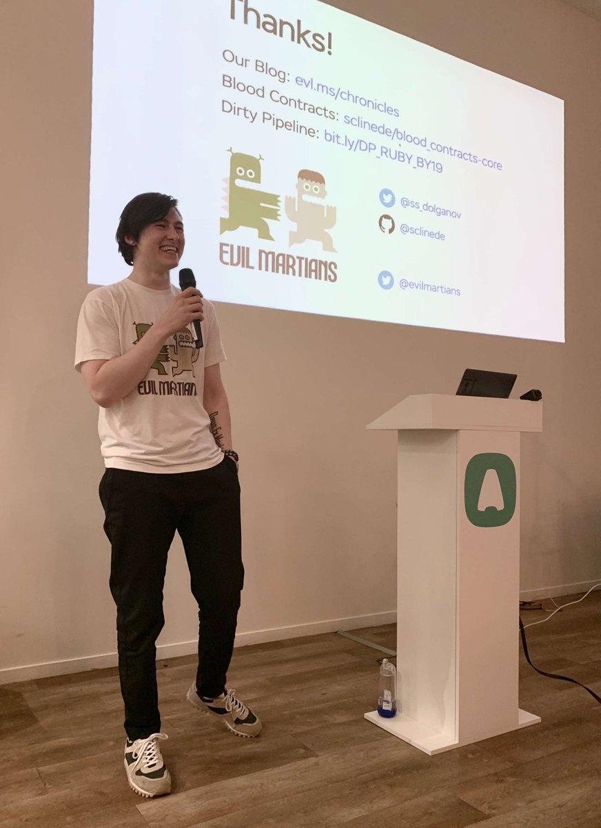 evilmartians's tweet photo. Check out the slides from @ss_dolganov’s talk at #Parisrb meetup in Paris about how we build resilient distributed applications in Ruby:
https://t.co/NLJ3fJDpja https://t.co/XDcqq1RzOg