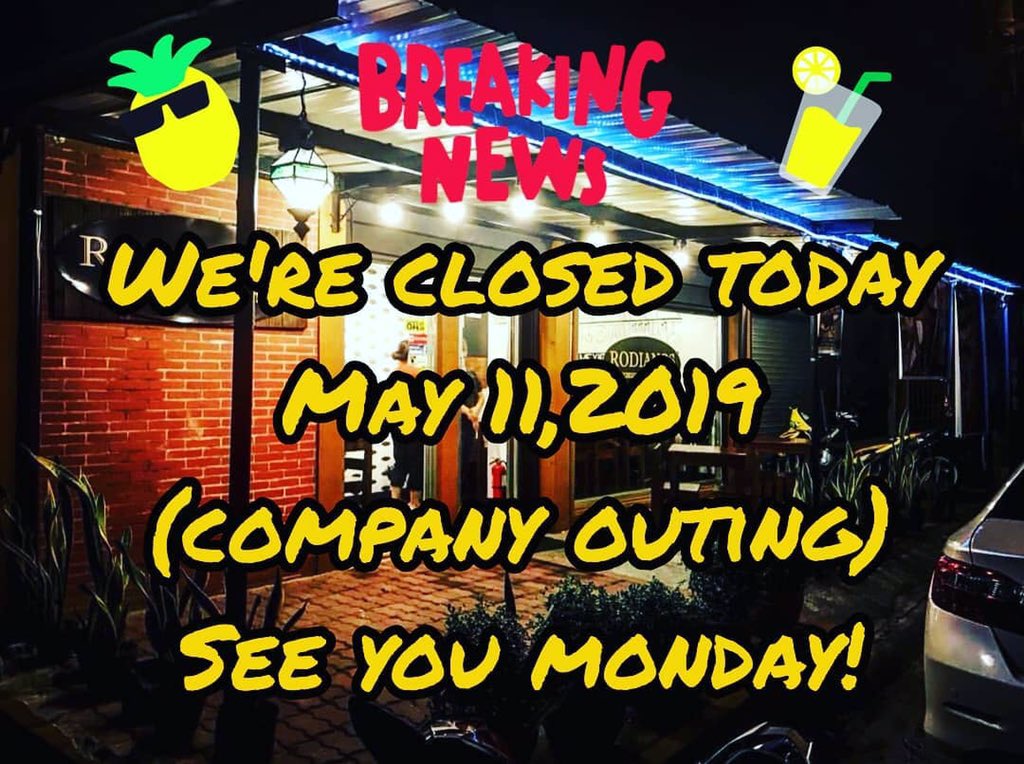 RodianosMexAM's tweet photo. See you all on Monday! Have a great weekend! 💛

#RodianosMexAm #Restaurant #bfrv #bfresort #LasPiñasCity #mexican #mexicanfood #Casimiro #MetroManila https://t.co/ZFW6dkKx9H