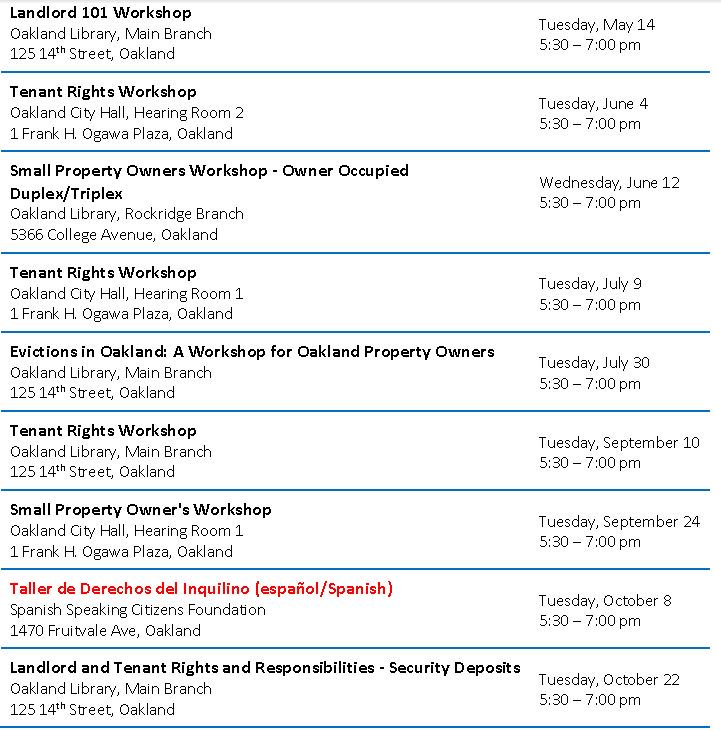 Libby Schaaf 在屋崙 Oakland 我們透過抵制非法加租及逼遷來強化租客權益 租客需知道自己的權益 業主需要遵守法律 以下一系列社區講座專為民眾提供 設翻譯服務
