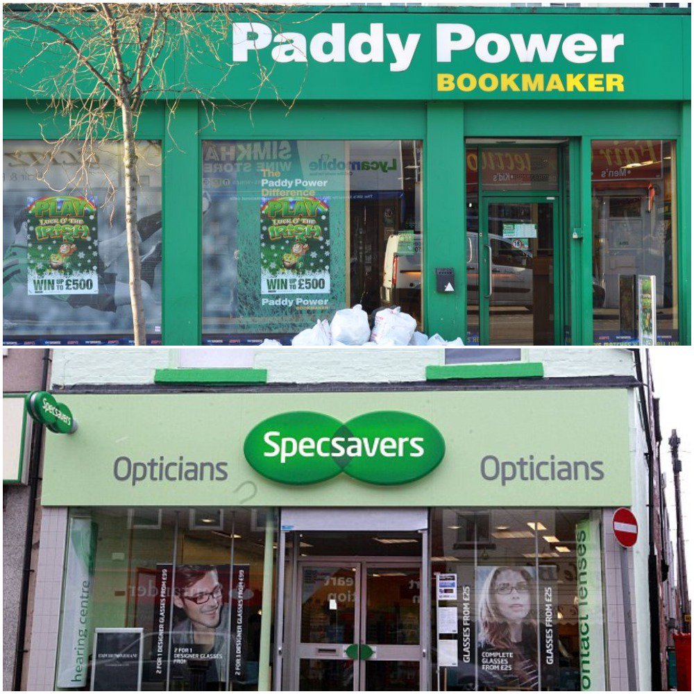 TheMumper's tweet image. With comic timing worthy of Eric Sykes I really did walk into the Paddy Power on the Walworth Road for my 1.30 eye test today instead of the Specsavers a few doors along. 
#Honestguv #samecolour #OC #gameover