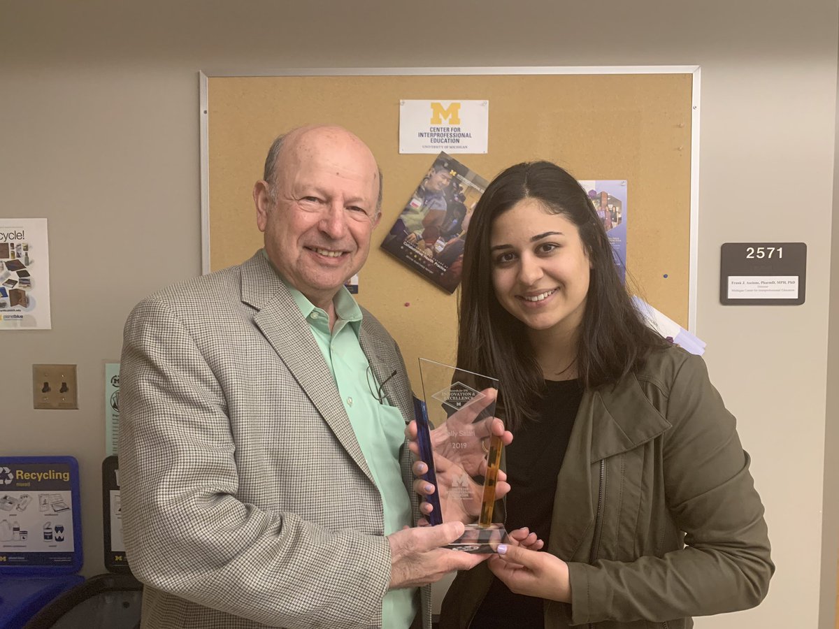 umichHealthIPE's tweet image. Congratulations to @sally_salari the co-recipient of the inaugural IPE student award for innovation and excellence! Sally was unable to be at the #HPEday award ceremony but we’re happy to present her with the award now