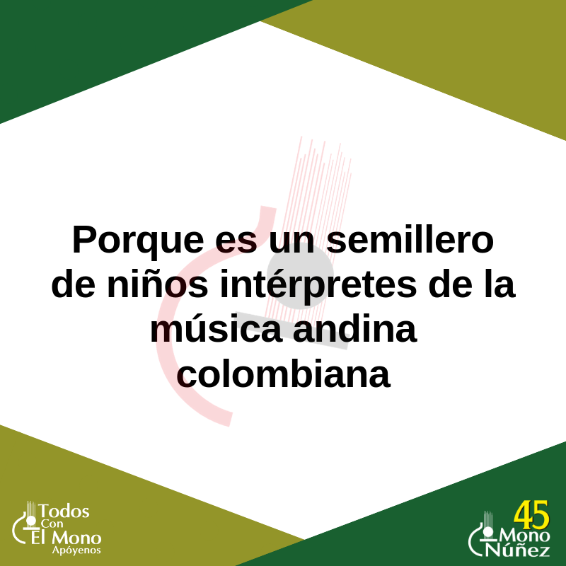 Nuestro "Mono Núñez" cumple 45 años de tradición musical, 45 años de hacer patria, 45 años de amor por Colombia, y esperamos que sean miles y miles más para que todas nuestras próximas generaciones puedan disfrutarlo. #todosconelMono #los45delMono #vivaelMono #FestivalMonoNuñez
