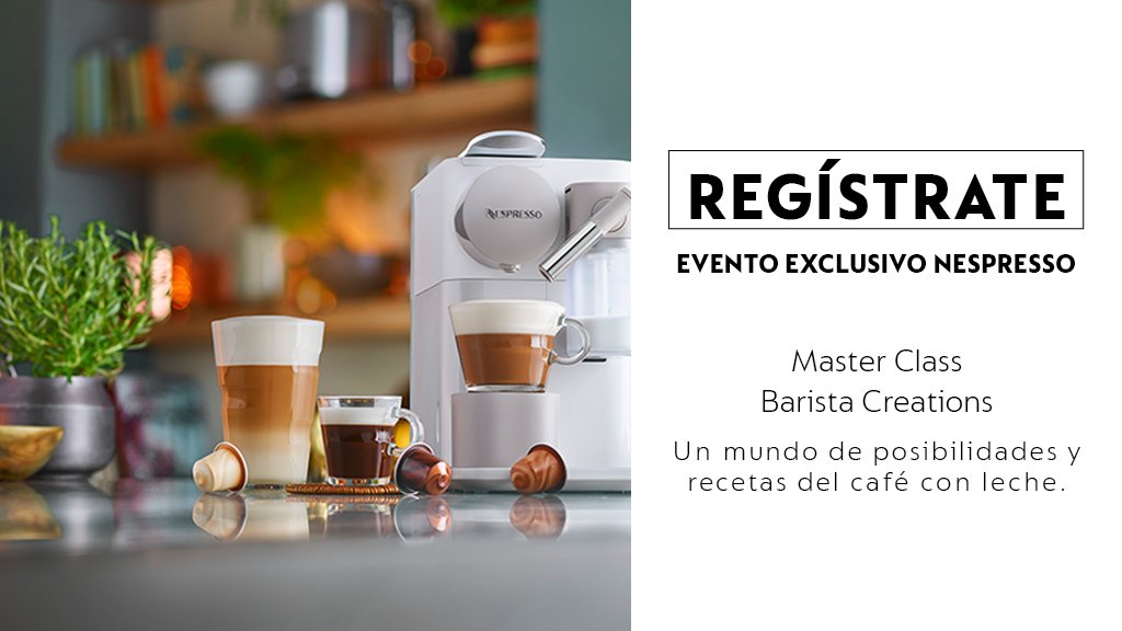 NespressoMX's tweet photo. #Nespresso te invita a asistir a una Master Class, donde aprenderás a preparar café con leche como los expertos. ¡Regístrate! #BaristaCreations https://t.co/f1tdA4Mg8f https://t.co/fCBr2bRWmM