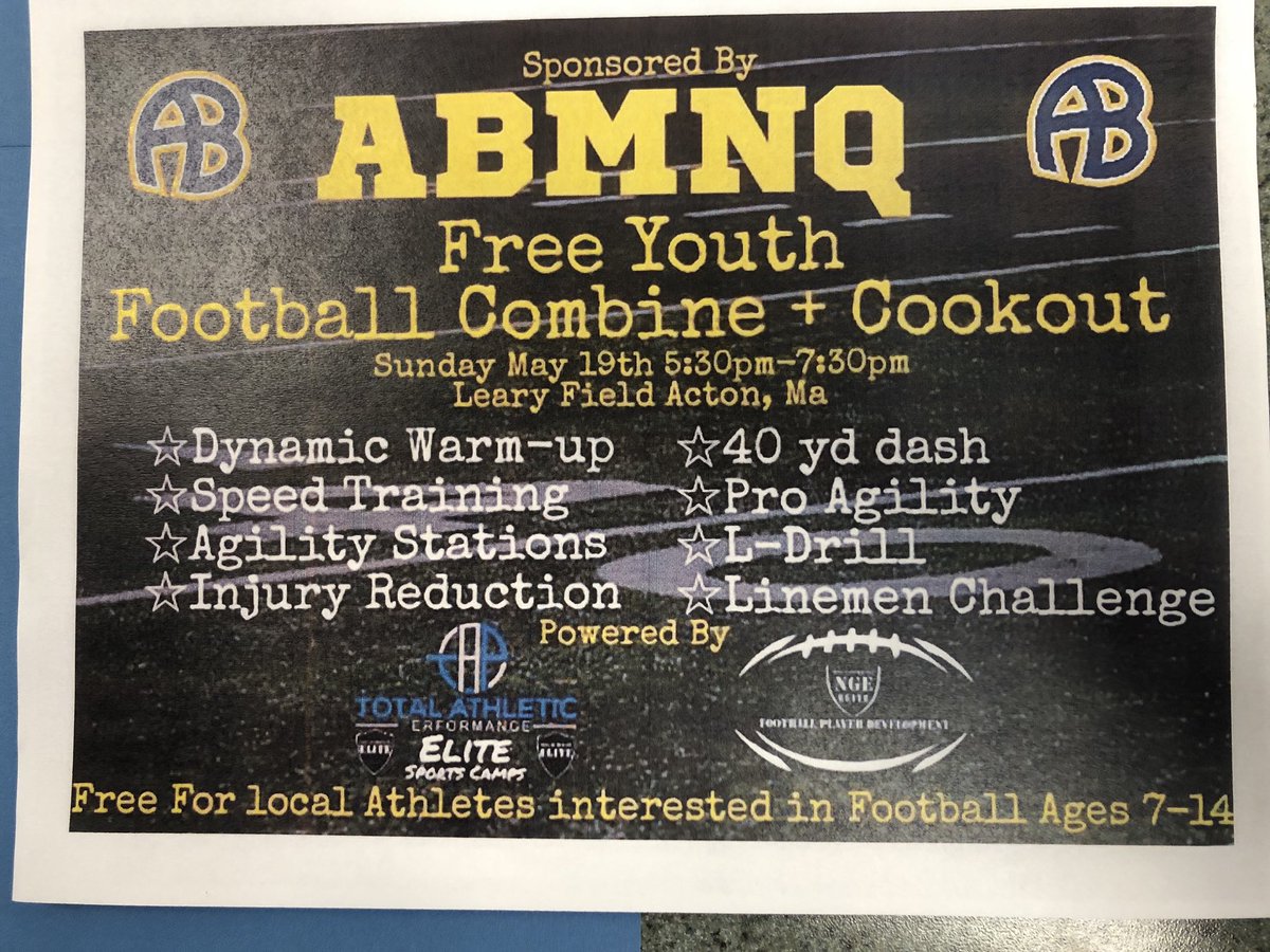 CoachBassett7's tweet image. AB kids ages 7-14- come to our FREE Combine/cookout to run thru drills and talk to current players. Don’t worry if you’ve never played before. @TAPActon