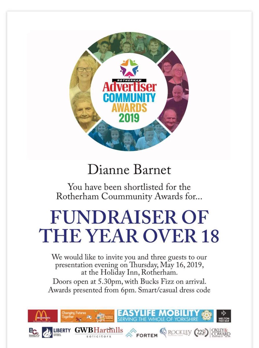 DanartsBarnett's tweet photo. Super excited!! 🌟So proud of our Charity Founder @DiBarnettArt on her nomination for @rotherhamtiser Community #award 2019 #fundraiser of the Year! #rotherhamiswonderful #CharityWomen #community ❤️ https://t.co/YuvvZfuyKT