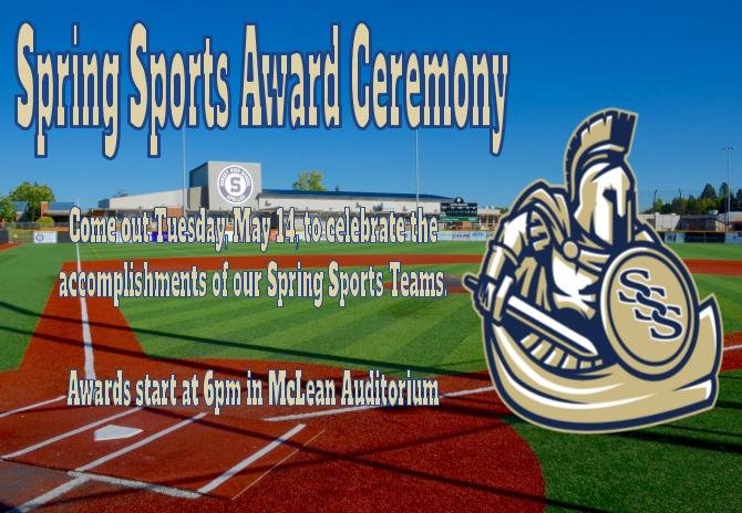 Come out Tuesday, May 14, to celebrate the accomplishments of our Spring Sports Teams. Awards start at 6pm in McLean Auditorium <a href="/SSS_Spartans/">SSS High School</a> <a href="/DavidKAllen_/">David K. Allen</a> <a href="/SSSBaseball2/">SSS_Baseball</a> <a href="/SSS_GirlsSoccer/">SSS Girls Soccer</a> <a href="/softball_sss/">Spartans Softball</a> <a href="/tennis_sss/">SSS_Tennis 🎾</a> <a href="/SSS_Track/">SSS_Track</a> <a href="/SSS_Golf/">SSS Golf</a>