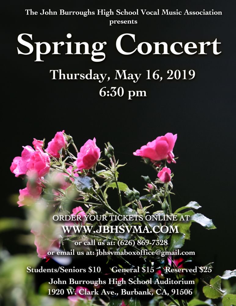 BUSD Arts for All (@busdartsforall) on Twitter photo John Burroughs <a href="/jbhsvma/">John Burroughs VMA</a> Spring Concert on May 16th at 6:30pm
JBHSVMA.com
Tickets: itsmyseat.com/JBHSVMA/ John Burroughs <a href="/jbhsvma/">John Burroughs VMA</a> Spring Concert on May 16th at 6:30pm
JBHSVMA.com
Tickets: itsmyseat.com/JBHSVMA/