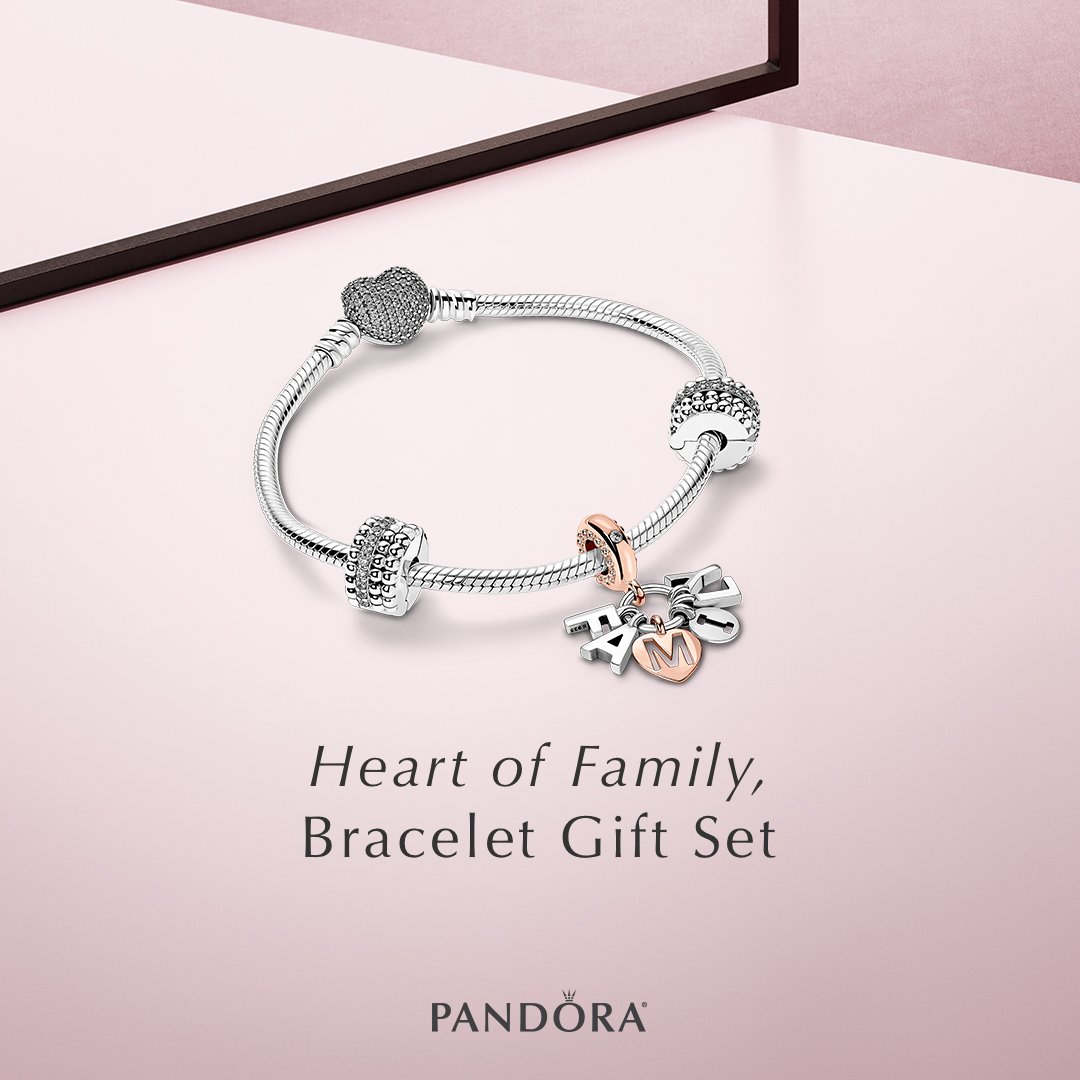 …Because she's the heart of your family. Shop Pandora Jewelry's new bracelet gift set. It's the perfect way to show Mom just how much she's loved, this Mother's Day and everyday. Visit us <a href="/Pandora_MM/">Pandora Market Mall</a>, today! #love #lovemom #style #pandorabracelet