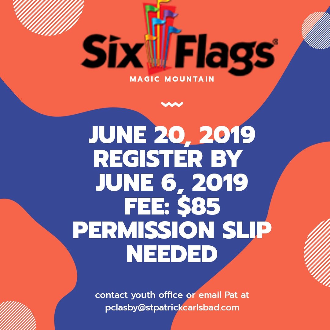 StPatrickYMCar1's tweet photo. Contact Pat, Jocelyn, or Marisol in the youth office for permission slips. Registration available on a first come, first serve basis. Do not wait to register! 😃 https://t.co/rdIDKTF1wo