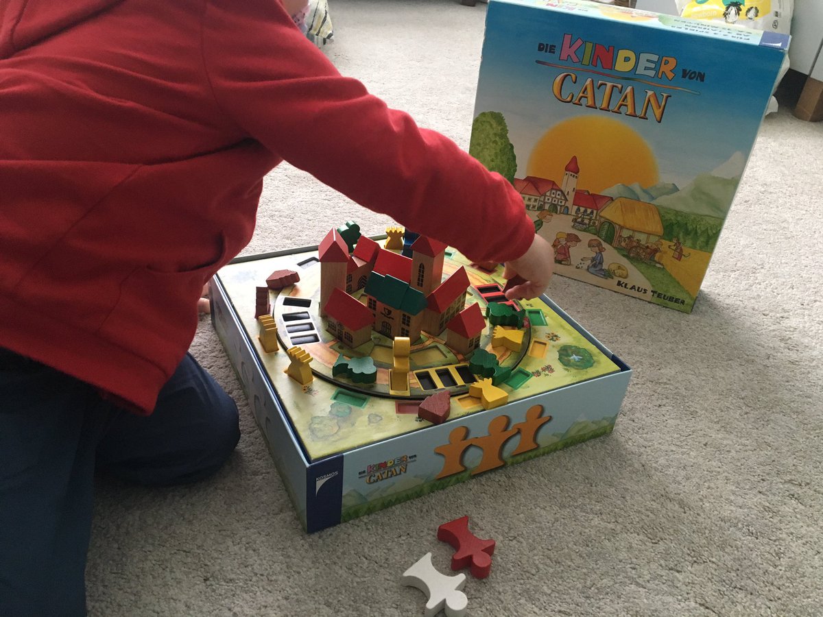 Starting my 2 and 1/2 year old of with some Catan training #boardgames #catan