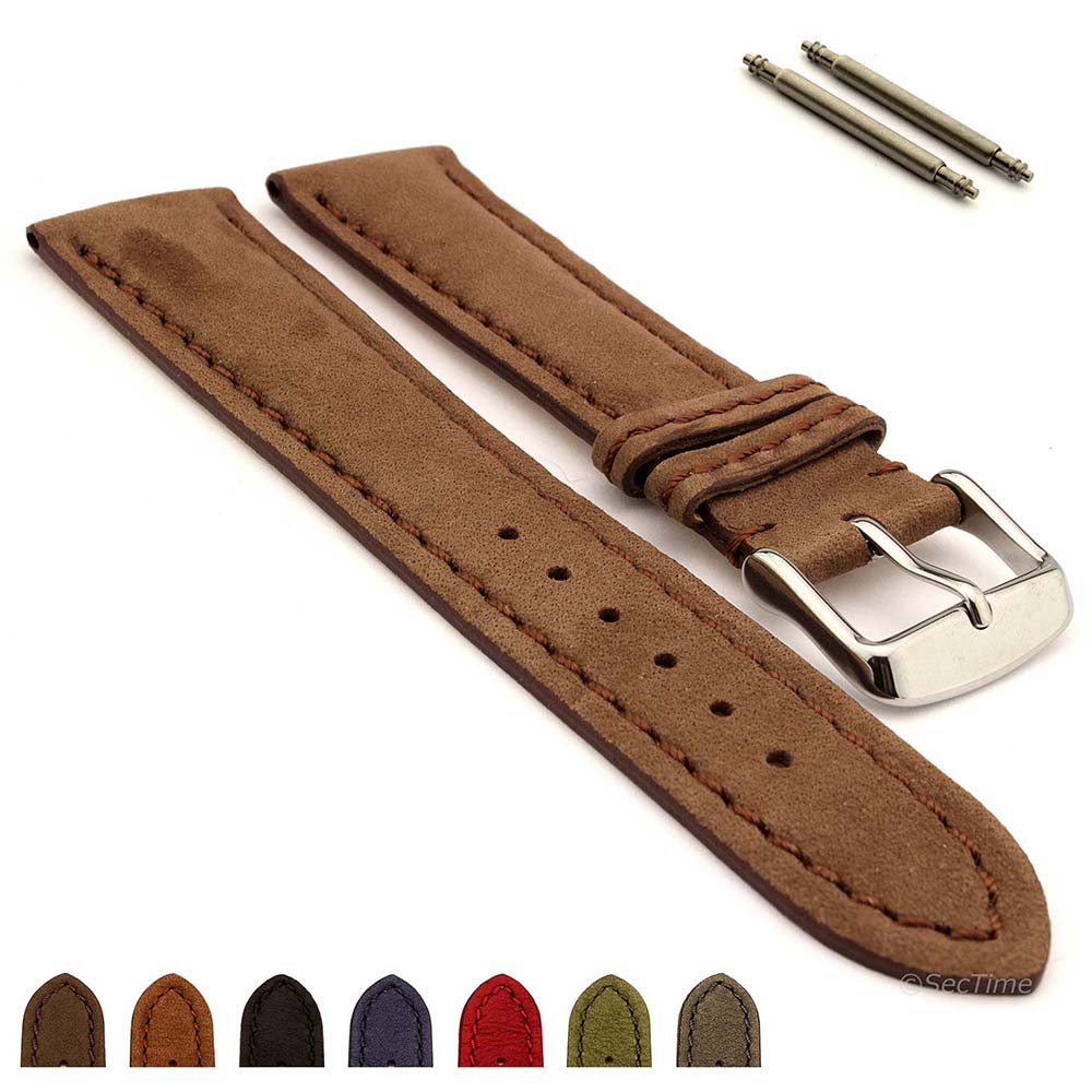 Genuine nubuck leather watch strap Evosa available in dark brown, brown, black, navy blue, maroon, olive green and grey. Sizes (18mm 20mm 22mm 24mm). sectime.co.uk/genuine-nubuck… #watchstrap #nubuckwatchstrap #nubuckleather