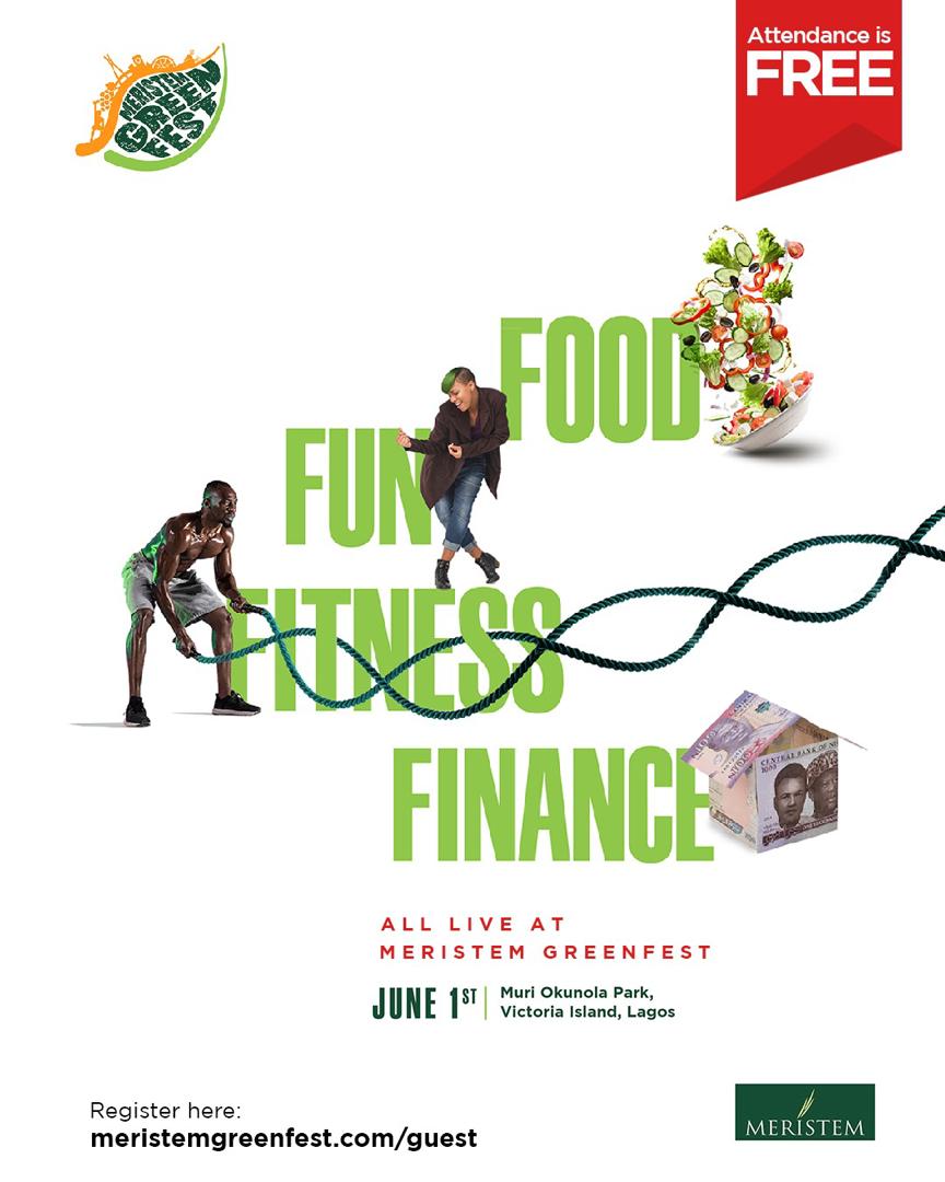 cutekimani's tweet image. Registered for Meristem Green Fest yet? Don't miss out on yoga, aerobics, games &amp;amp; more
Date: June 1st
Venue: Muri Okunola Park, V.I
Time: 8 am – 10 pm REGISTER FOR FREE at meristemgreenfest.com/guest
Visit @meristemng for more information
#Unjunk #MeristemGreenFest #MeristemNG