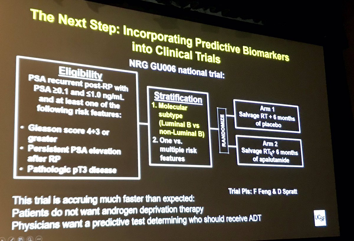 Dr. Felix Feng <a href="/felixfengmd/">Felix Feng</a> during grand rounds <a href="/thenci/">National Cancer Institute</a> discusses the need for #biomarker assessment in #ProstateCancer as new therapies are developed &amp; existing treatments are moved earlier.  Dr.Feng has several studies ongoing exploring critical biomarker ?s (2/2)