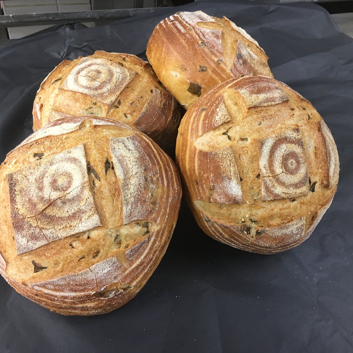 huntersthebaker's tweet photo. Last chance this year wild garlic sourdough bread https://t.co/FHxpItPfNx