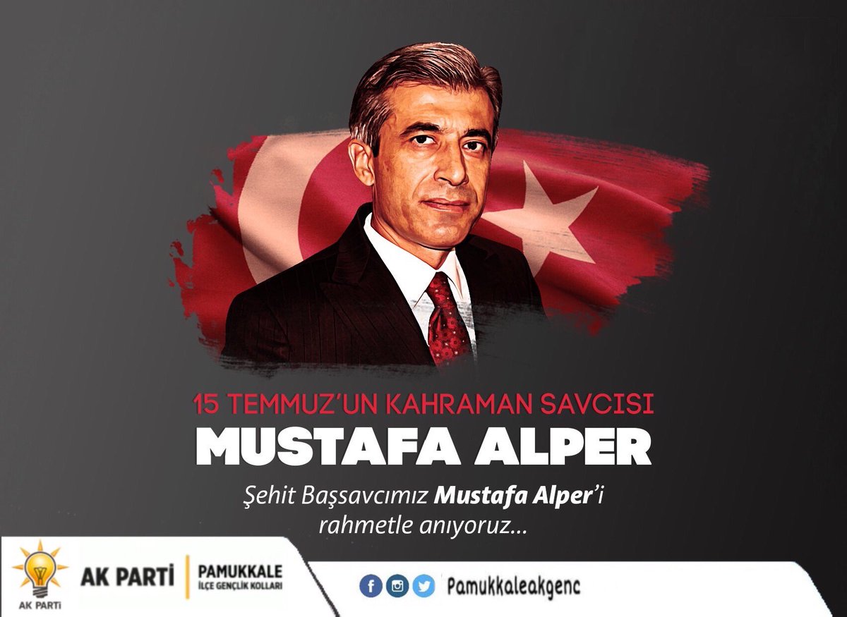 pamukkaleakgenc's tweet photo. 15 Temmuz hain darbe ve işgal girişiminde FETÖ Paralel Devlet Yapılanması terör örgütüne karşı ilk iddianamenin hazırlanmasını sağlayan, elim bir trafik kazasında İki yıl önce kaybettiğimiz, Denizli’nin Kahraman Cumhuriyet Başsavcısı merhum #MustafaAlper ’i rahmetle anıyoruz. https://t.co/WRuvzA9vvT