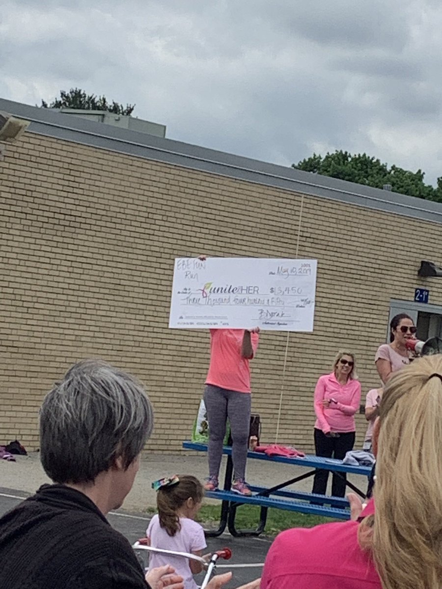 East Bradford students celebrating their fundraising efforts for #uniteforHER. Great job for a great cause. And Miss D and Mr. Firth were such good sports getting pie’d in the face!