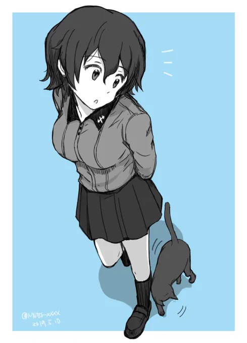 お題「赤星小梅」 猫に頭突きされる小梅ちゃん
#ガルパン版深夜のお絵描き60分一本勝負
#ガルパン版深夜のお絵描き60分一本勝負_20190510 