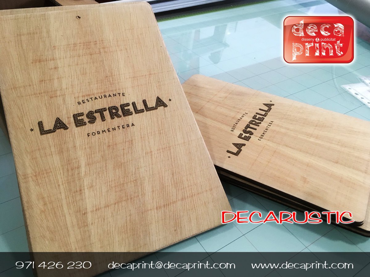 Decaprint2's tweet image. #Cartas para #restaurantes, #bares y #negocios de #hostelería en #madera con #grabado totalmente #personalizado. Una opción elegante, limpia y con el toque de #decarustic

☏ 971 426 230 | decaprint@decaprint.com | decaprint.com