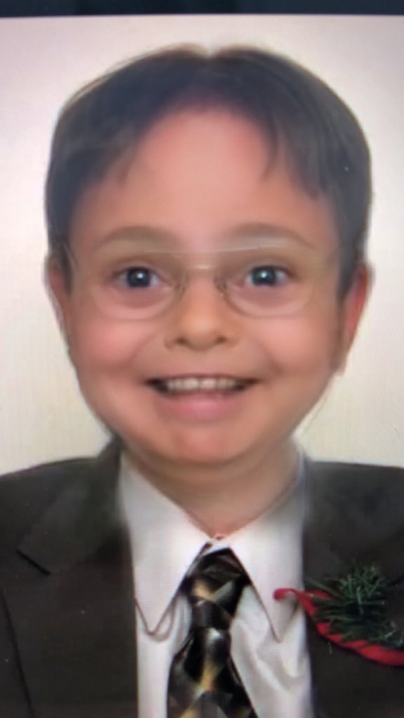 rodrigogianesi's tweet photo. personagens de the office com o filtro de criança do snapchat https://t.co/I2YsGXglIx