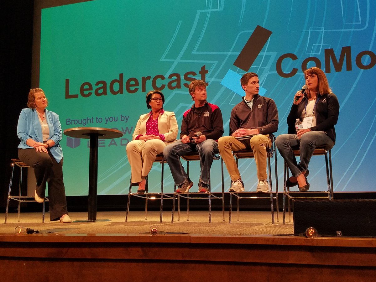 LeadercastCoMo's tweet photo. #LeadercastCoMo panel discussion on how culture is lived out. Local @Leadercast coordinator Valerie Zumwalt @mamazooma leads the interview. https://t.co/A8FnHluQ82