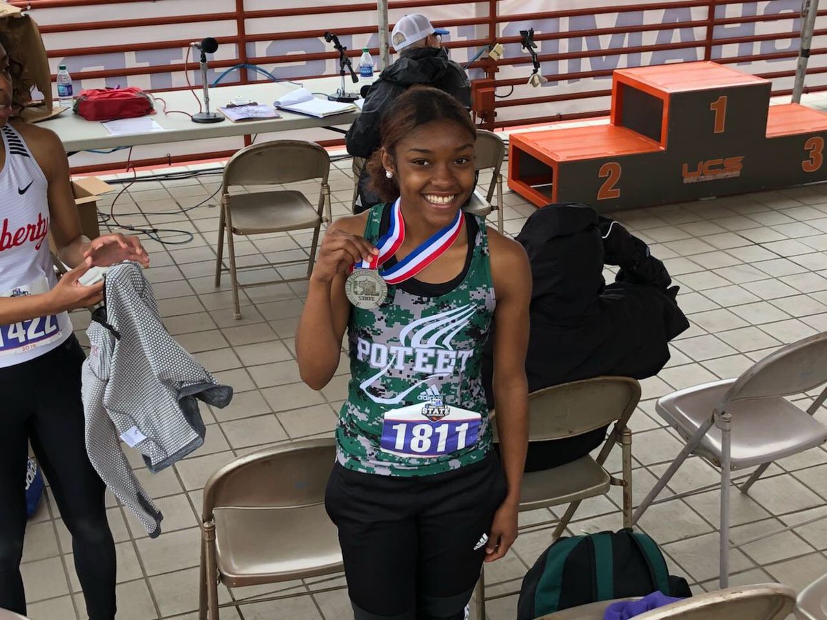 DrVroonland's tweet photo. Congratulations to Glenquioa Hardy from Poteet HS who won the 5A Girls Silver medal in the long jump at State Track Meet. https://t.co/1thX667X67