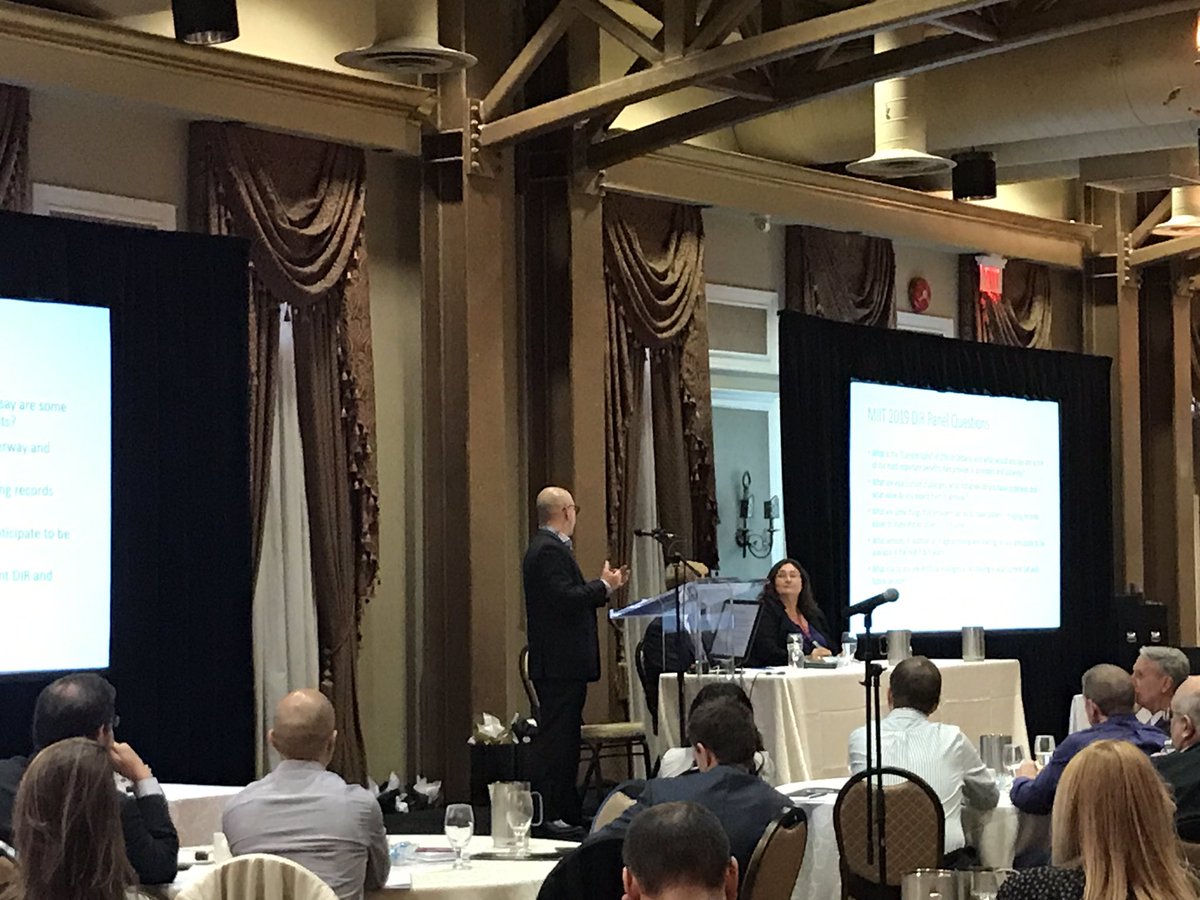 MIIT_Canada's tweet photo. @DonKDennison leading the Panel on the Future of DIRs in Ontario, with panelists David Veeneman and Christine Coz #MIIT19 #DIRs https://t.co/JZlFjVlPAg