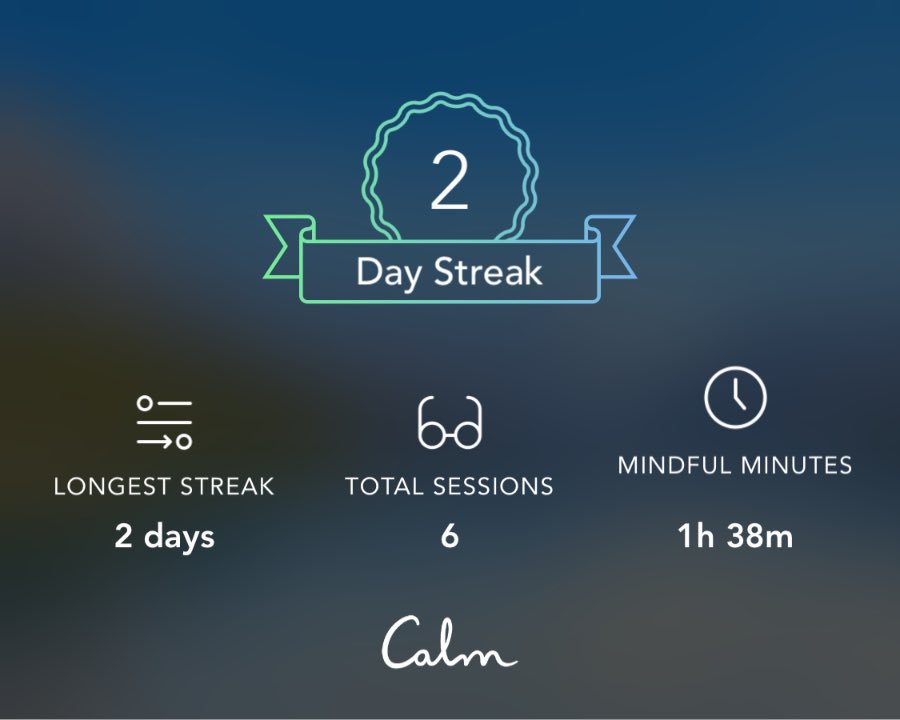 Day 2 of 21 days of ⁦@calm⁩ #NonReactivity through #AwarenessofSound Tough to stick to the cadence, but feeling a calmer inner voice. Also, listened to a bedtime story narrated by ⁦@FreemaAgyemen⁩ and embraced my yawns 🌿#mindfulness #meditation #sleeptherapy