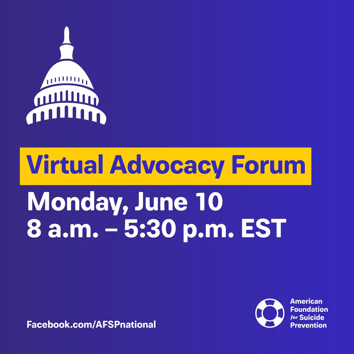 afspnational's tweet image. Our 10th Advocacy Forum is one month away! Register here to join us as we broadcast the Forum live from #WashingtonDC.: bit.ly/2GSZ5OK #AFSPadvocacy