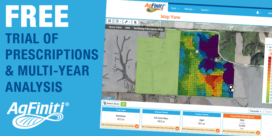 Try unlimited prescriptions on one field (up to 120 acres) for 1 year! Requires current AgFiniti Essentials License. Learn more --> agleader.com/products/agfin…