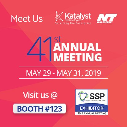 Novatechset's tweet image. We're headed to San Diego, CA for the SSP's 41st Annual Meeting! Meet us at Booth 123. #SSP2019 #publishing #scholarlypublishing #publishingservices #STM