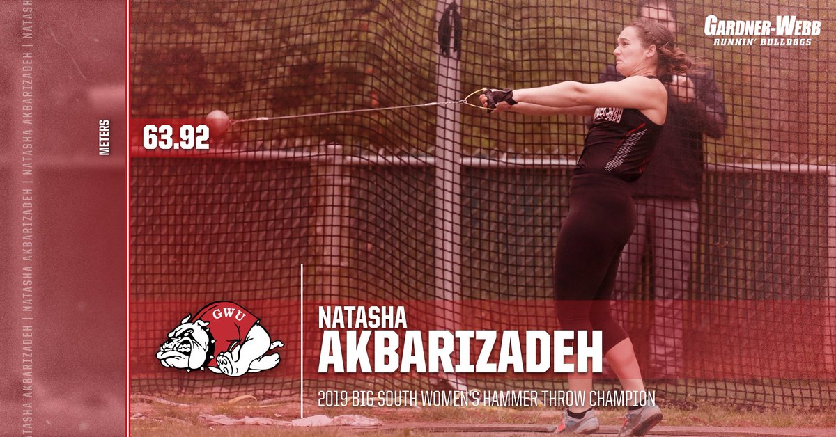 Natasha Akbarizadeh takes home the women's hammer throw title at the 2019 #BigSouthOTF Championship, breaking the GWU record with a toss of 63.92 meters!
