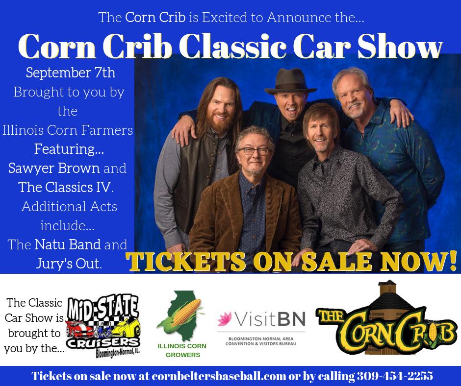 SAWYER BROWN TICKETS ON SALE NOW!
Visit our website to get your tickets today!
cornbeltersbaseball.com
 or call us!  ~ 309-454-2255