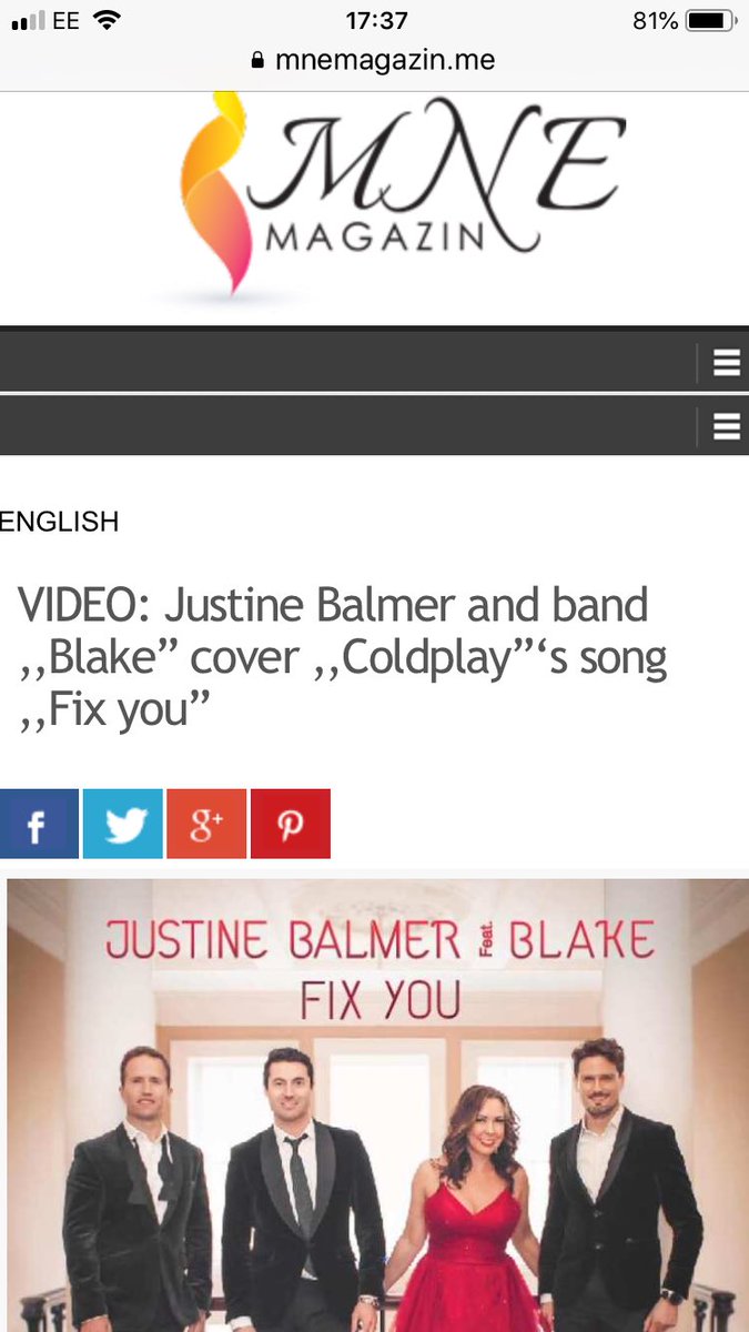 JustineBalmer's tweet photo. News of @TheBandBlake and my duet of #FixYou has reached beautiful #Montenegro!! Thank you MNE Magazine for the lovely article!! Read it here:-
https://t.co/fQcKdlCJaw
.
.
#newsingle #musicvideo #popera #classicalcrossover #blake #soprano #music #mnemagazin #wanttogothere https://t.co/7toDZtf7nc