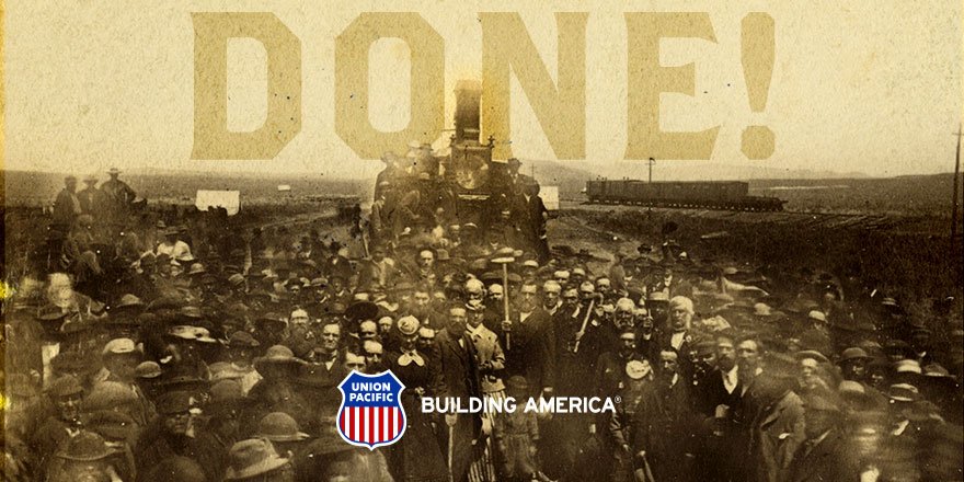 Vision, dedication, innovation and collaboration connected the country with a ribbon of rail on this day 150 years ago at Promontory Summit, Utah. #Transcon150