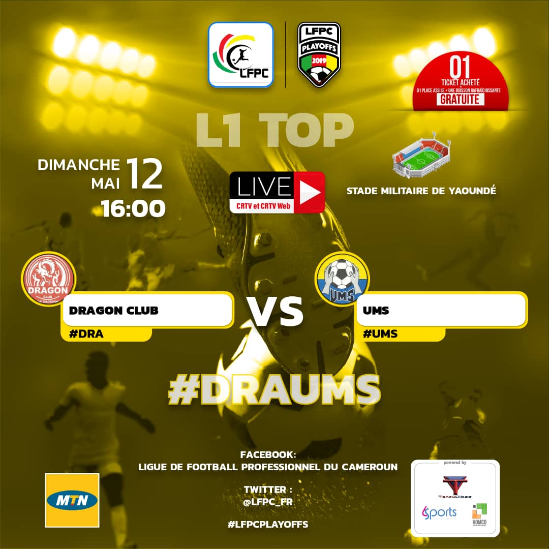 SidoineFeugui's tweet photo. Chaque week-end, les #LFPCplayoffs #UP✨🇨🇲 dès dimanche 12 mai c'est : 1 Stade 2 grandes affiches (14h &amp; 16h)  un ticket(à partir de 1000Fcfa) donnant droit à une place assise et une boisson gratuitement offerte!
#DRAUMS
#CANNDE 
@lfpc_fr
@Tatouvibes 
@6sportsnews 
@homco_online https://t.co/GBS4KAveND