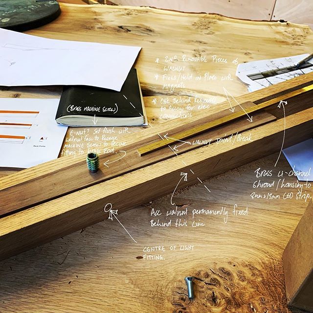 A few final nips and tucks prior to launching our Office Furniture Range in collaboration with @forestandmaker with lighting design by @foundrylighting 
Only a few weeks till the launch @clerkenwelldesignweek #watchthisspace 
#oak #walnut #brass  #leathe… bit.ly/2E2qID1