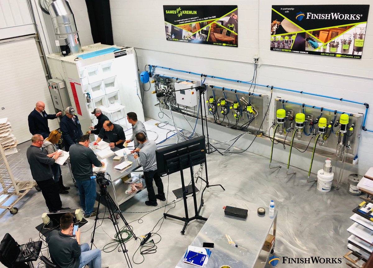 FinishWorksLLC's tweet image. A successful group training session in the #FinishWorks #ApplicationsLab is in the books! #FinishWorks pairs the best wood coatings with the best equipment for wood coatings. A big thanks to our partners at #SamesKremlin and #GlobalFinishingSolutions.