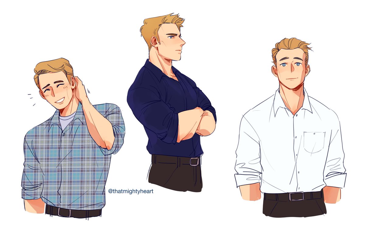 thatmightyheart's tweet photo. [mcu] hmmmmm ............... big fan of steve’s button ups https://t.co/uFi83TP8Af